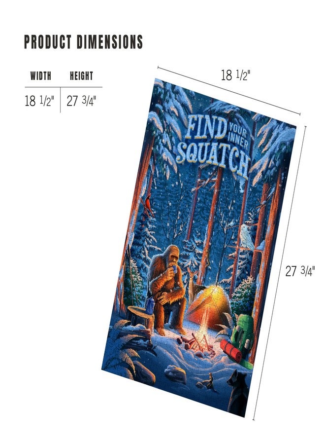 Lantern Press Find Your Inner Squatch, Camping Bigfoot, Sentiment, 1000 Piece Jigsaw Puzzle for Adults, Made in USA with Reference Poster - Image 5